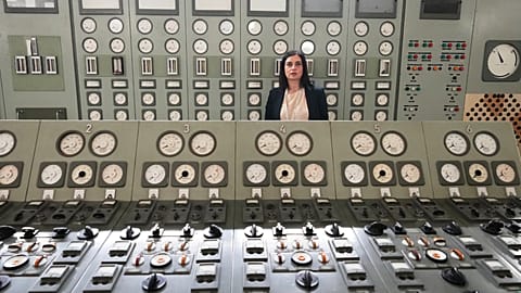 Viviana Cruciani, who oversees nuclear decommissioning of the former nuclear power plant of Latina, Italy, in the old control room in Latina, June 18, 2026. 