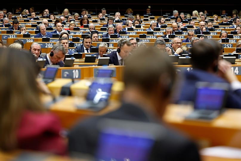 A plenary session at the European Parliament building in Brussels, Wednesday, 21 May 2025. 