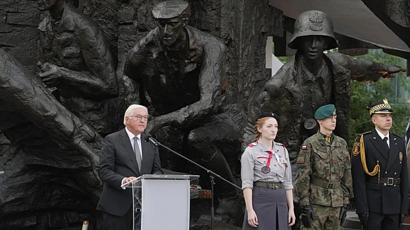 Bundespräsident Steinmeier nimmt am 31. Juli 2024 in Warschau, dem Vorabend des 80. Jahrestags, an den Gedenkfeierlichkeiten zum Warschauer Aufstand teil.