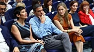El presidente Pedro Sánchez junto a la vicepresidenta tercera, Sara Aagesen, y las ministras Elma Saiz y Mónica García en la presentación de la Red de Refugios Climáticos