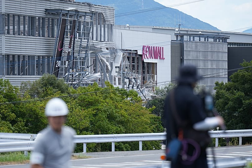 AEON Mall, which was destroyed by an explosion following an earthquake, is seen in Kashima, Kumamoto Prefecture, southern Japan, Wednesday, July 29, 2026