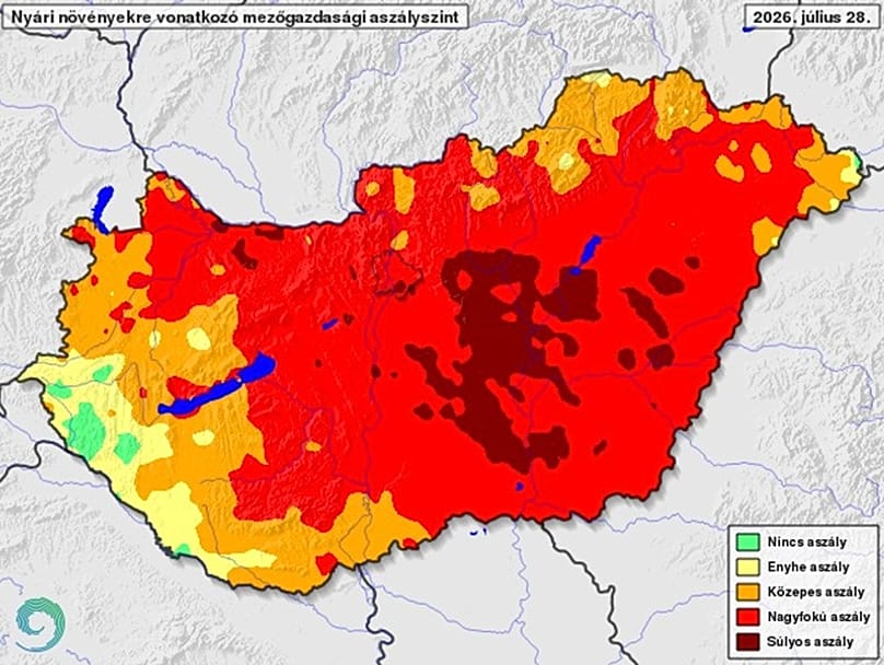 Az aszályhelyzet a HungaroMet térképén