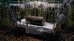 La instalación 'The Transfusion', de Michelle Lougee, se exhibe en la exposición Hospital of Emotions en Los Ángeles, el miércoles 22 de julio de 2026.