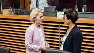 European Commission President Ursula von der Leyen (left) with Enlargement Commissioner Marta Kos (right).