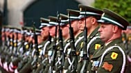 Soldiers of the Irish defence forces in Dublin, Ireland, 28 July, 2026. 