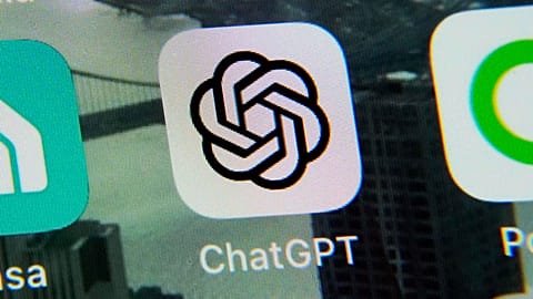 The ChatGPT app is displayed on an iPhone in New York, May 18, 2023.