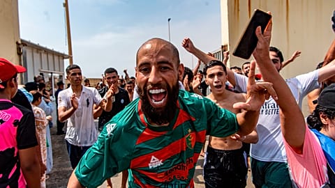 Migrants cross from Morocco into the Spanish enclave of Ceuta, Thursday 30 July 2026. (AP Photo/Antonio Sempere)