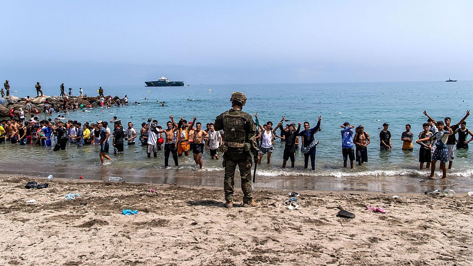 Vientos de marroquíes llegando a Ceuta a nado, julio 2026