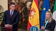 Pedro Sanchez e Giorgia Meloni, immagine d'archivio