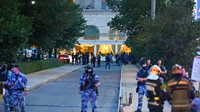 Police block an area near a deadly explosion at a restaurant in Moscow, Saturday, 1 August 2026.