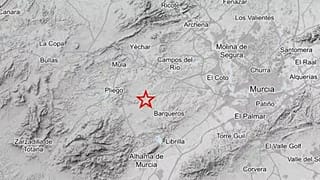 El epicentro del terremoto en la Región de Murcia, según el IGN