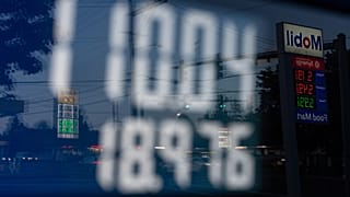 FILE - A display shows $110.04 for gasoline on a fuel pump at a Mobil gas station on Wednesday, April 29, 2026, in Portland