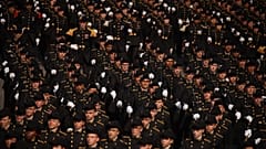 French soldiers march during the Bastille Day military parade on the Champs-Elysees avenue, in Paris, 14 July, 2026. 