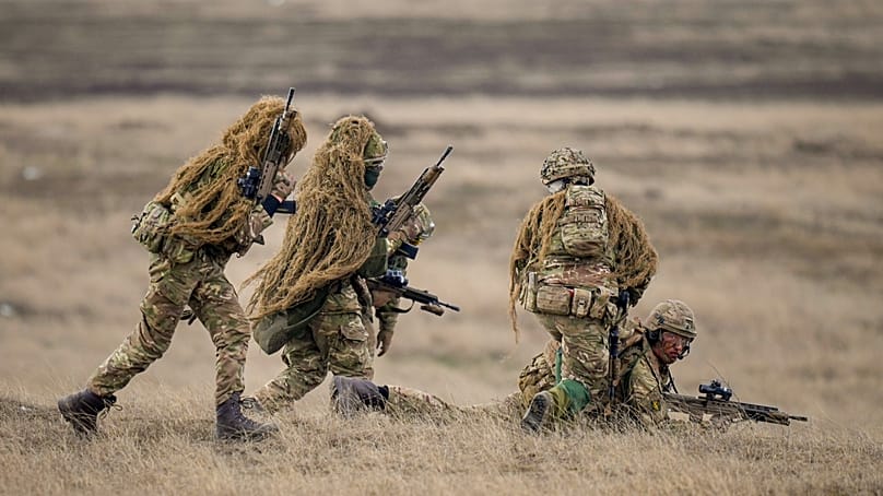 NATO servicemen at a training range in Smardan, Romania, 19 February, 2025.