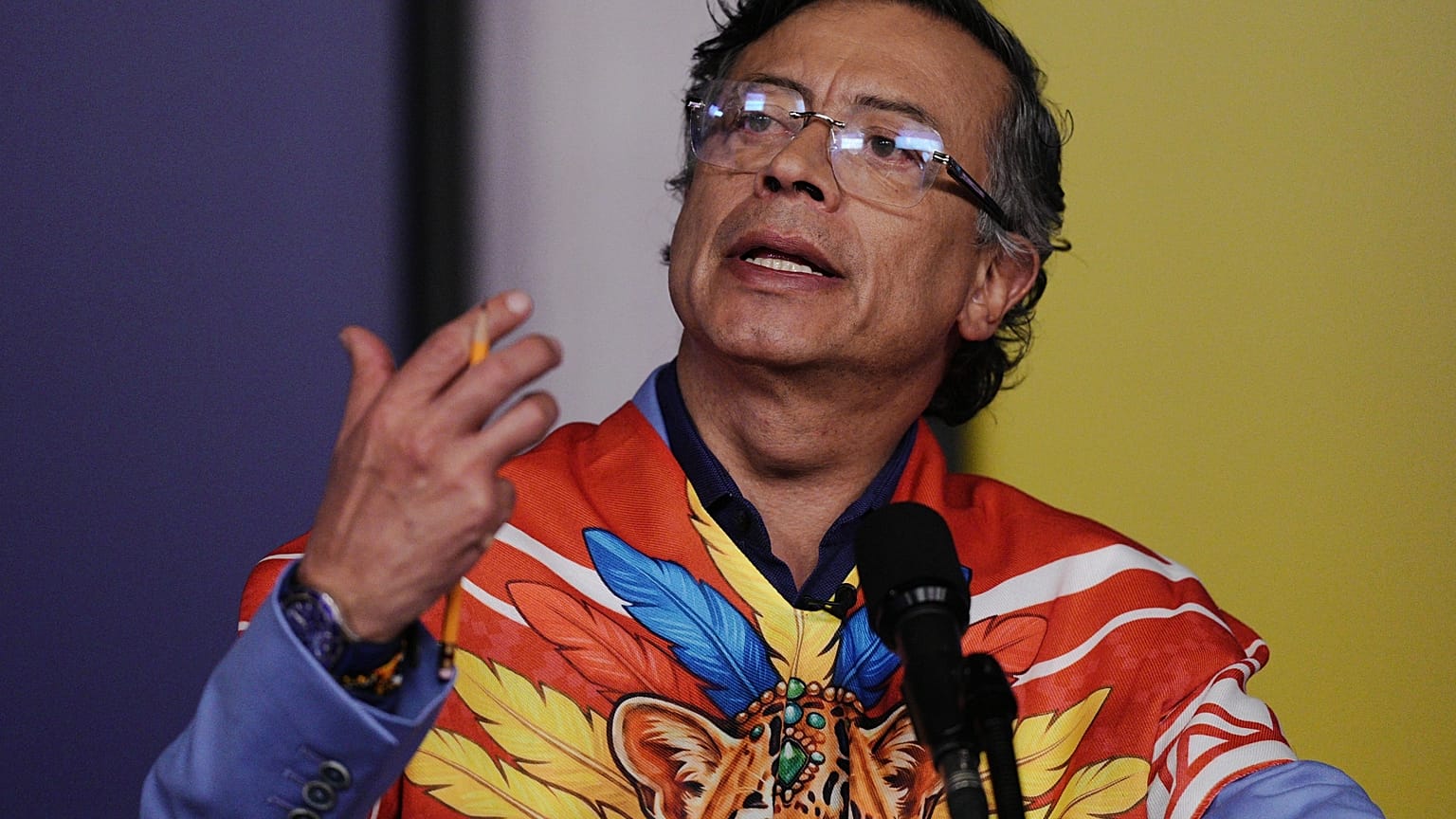 El presidente de Colombia, Gustavo Petro, ofrece una rueda de prensa en el Palacio Presidencial de Bogotá, Colombia, el lunes 3 de agosto de 2026.