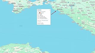Map view of the location where the ship came under attack.