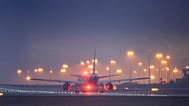 A Boeing 757-222 cargo aircraft operated by E-Cargo Airlines takes off from Leipzig/Halle Airport in Schkeuditz, 2 February, 2021
