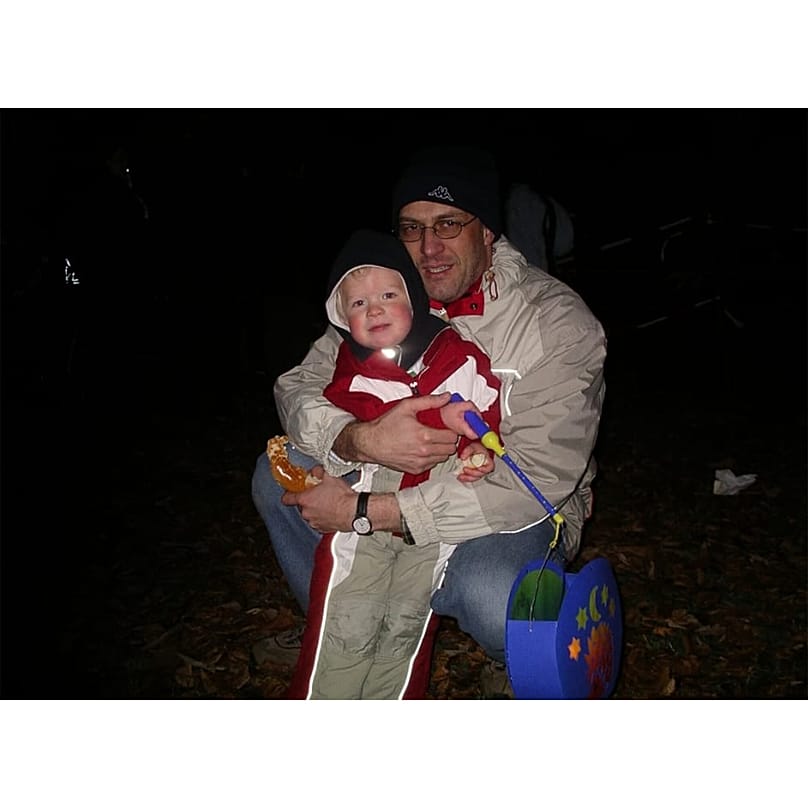 Marius als Baby mit seinem Vater
