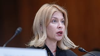 Olha Stefanishyna speaks during a US Senate Appropriations Subcommittee hearing in Washington, DC.