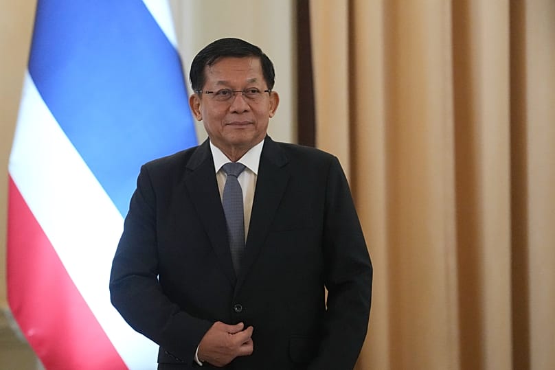 Myanmar President Min Aung Hlaing attends a meeting with Thailand Prime Minister Anutin Charnvirakul in Bangkok, 6 August, 2026