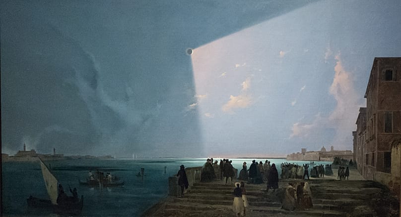 'Solar eclipse over Fondamenta Nove' - Ippolito Caffi