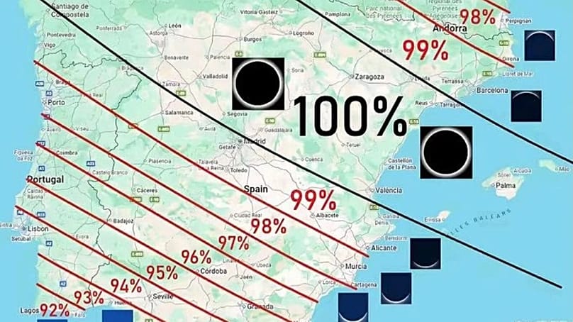 Entre los principales riesgos para la seguridad vial asociados a los desplazamientos para la observación del eclipse se encuentran la concentración de vehículos, dice la DGT.