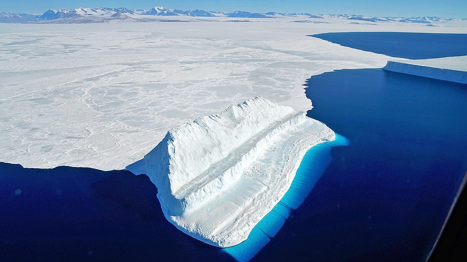 The frigid Antarctic region is an expanse of white ice and blue waters, March, 2017 