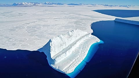 The frigid Antarctic region is an expanse of white ice and blue waters, March, 2017 