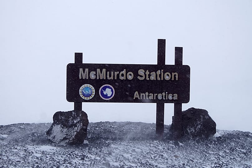 A sign at McMurdo Station in Antarctica, 4 December, 2018