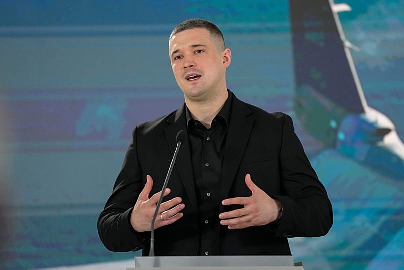 El exministro de Defensa de Ucrania Mykhailo Fedorov interviene en Kiev, 1 de julio de 2026