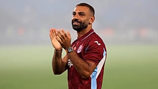 Egypt star Mohamed Salah greets fans during his official unveiling as a new Trabzonspor player