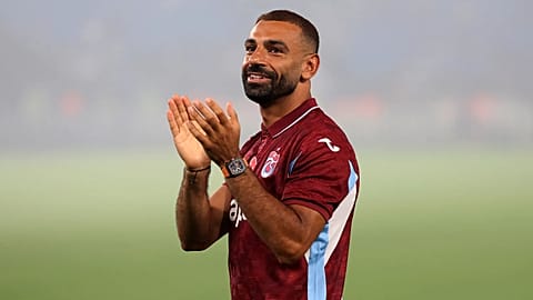 Egypt star Mohamed Salah greets fans during his official unveiling as a new Trabzonspor player