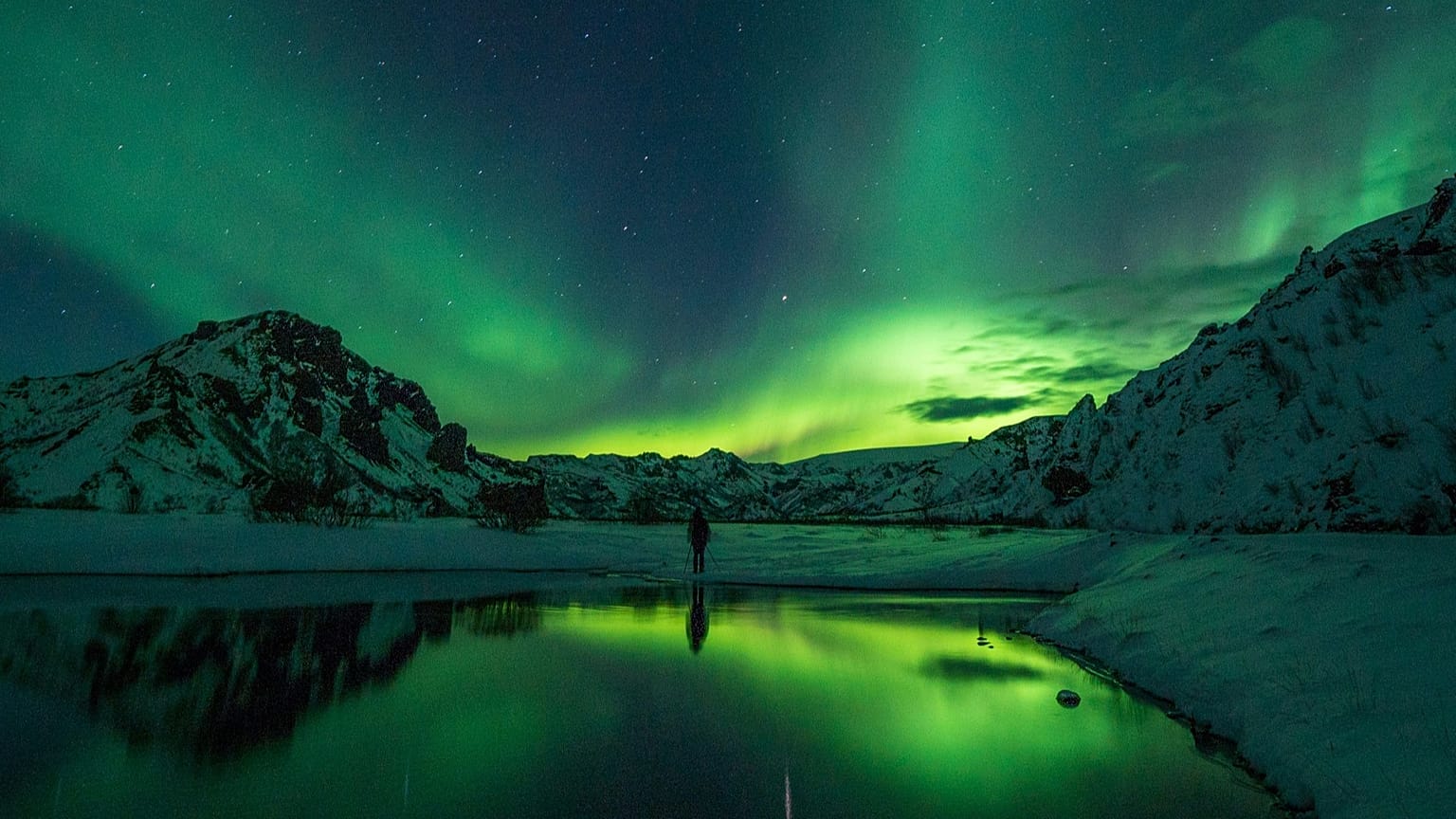 L’aurora boreale vista a Thórsmörk, in Islanda
