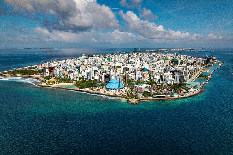 Buildings stand on Male, the capital city of the Maldives, June 19, 2026. 