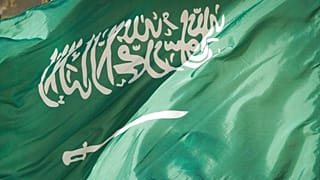 صورة أرشيفية - في هذه الصورة التي التقطت في 22 مارس 2018، يظهر عضو في حرس الشرف مغطى بالعلم السعودي في واشنطن.
