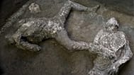 The casts of what are believed to have been a rich man and his male slave fleeing the volcanic eruption of Vesuvius nearly 2,000 years ago
