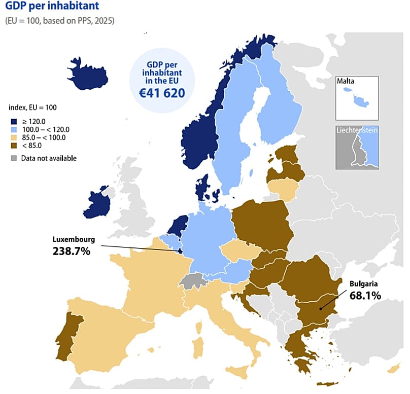 PKB per capita w Unii Europejskiej