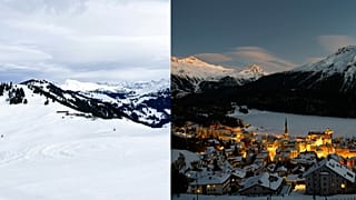 Gstaad (left) and St. Moritz (right) are both popular Alpine destinations