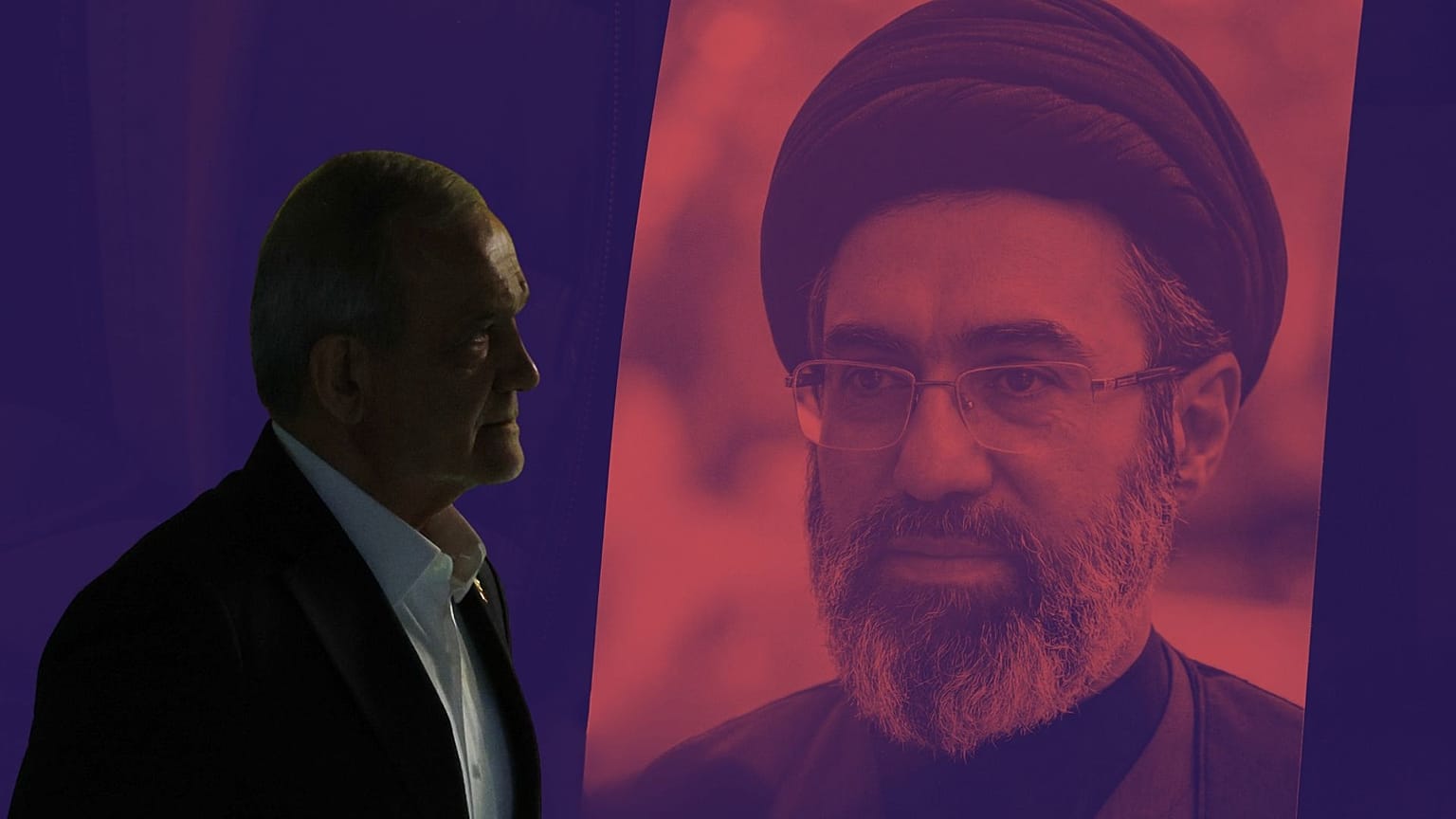 مسعود پزشکیان، رئیس جمهوری و مجتبی خامنه‌ای رهبر جدید ایران