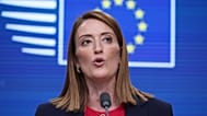 European Parliament President Roberta Metsola speaks during a media conference in Brussels, 18 December, 2025. 
