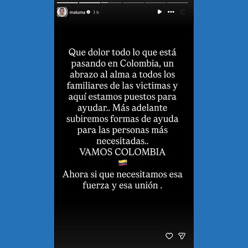 Reacción del cantante Maluma.