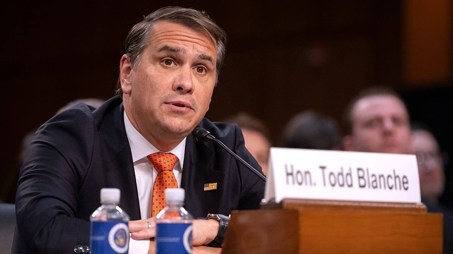 Acting Attorney General Todd Blanche appears before the Senate Judiciary Committee on Capitol Hill in Washington, 15 July, 2026