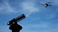 A police officer poses with an anti-drone signal jammer during after the opening ceremony of a Drone Competence and Defence centre in Erding, 4 May, 2026