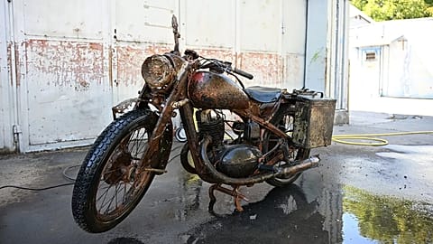 The Wehrmacht motorcycle recovered from the Danube, a DKW NZ 350-1