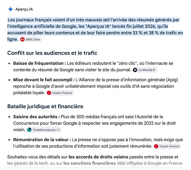 Íme egy példa a Google MI-összefoglalóira - jelen esetben a minket érintő témáról