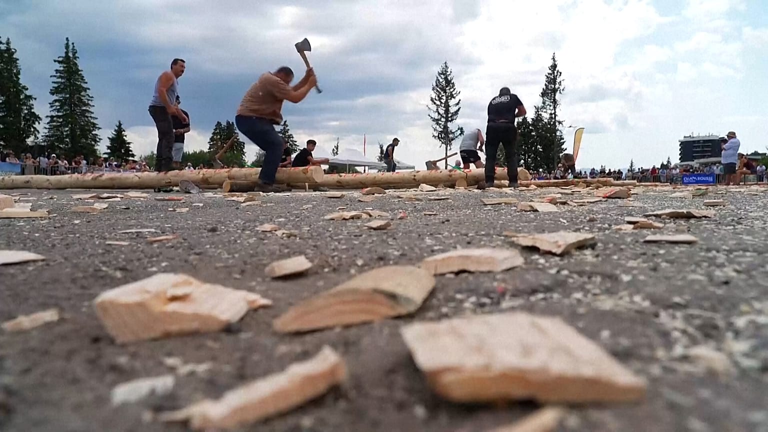 Holzfäller beim Holzfäller-Wettkampf