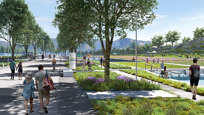 Maquete do parque urbano em Elliniko