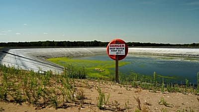 Réservoir d'eau "Summer Pit" sur le domaine d'Elveden, à Thetford, Angleterre, mardi 11 août 2026, présente un niveau très bas en pleine sécheresse nationale.