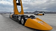 The JCB Hydromax sits on the Bonneville Salt Flats in Wendover, Utah, where Andy Green