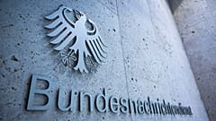 The secret service's lettering is on one of the entrances to the headquarters of the Federal Intelligence Service (BND) in Berlin, 22 December, 2022
